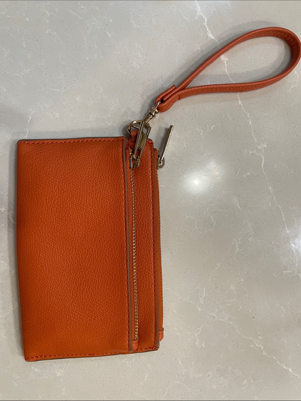 A New Day Orange Leather Wristlet Pouch with Card Holder